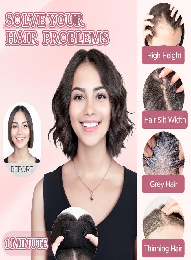 SEGO Human Hair Topper 360°3D Coverage Hairpieces Hand-stitched Real Hair Toppers for Women Add Volume,11inch #02 Dark Brown,20g - Image 2